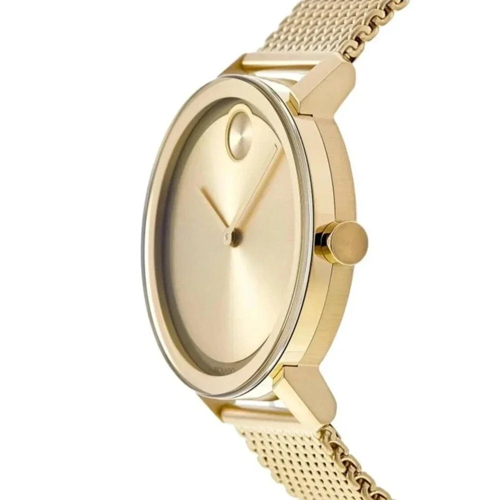 Movado Bold Men's Gold Tone Mesh Bracelet Brown Dial Watch